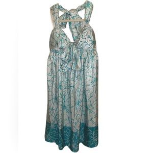 BCBG Paris 100% Silk Tropical Floral Babydoll Y2K Tie Dress Size 4